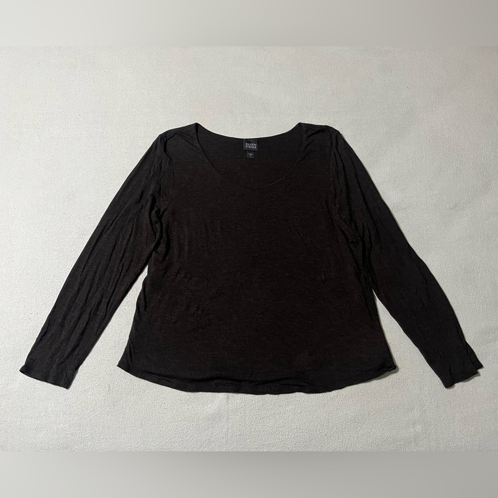 Eileen Fisher Women's Large Dark Brown Double Layer Top *Read‎ Description